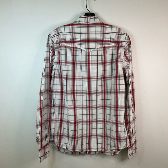 LEVI’S Men’s Red\White Plaid Western Style Pearl Snap Long Sleeve Shirt , sz SM - Picture 2 of 7